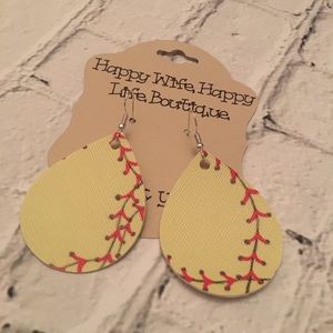3 for $20 softball faux leather earrings